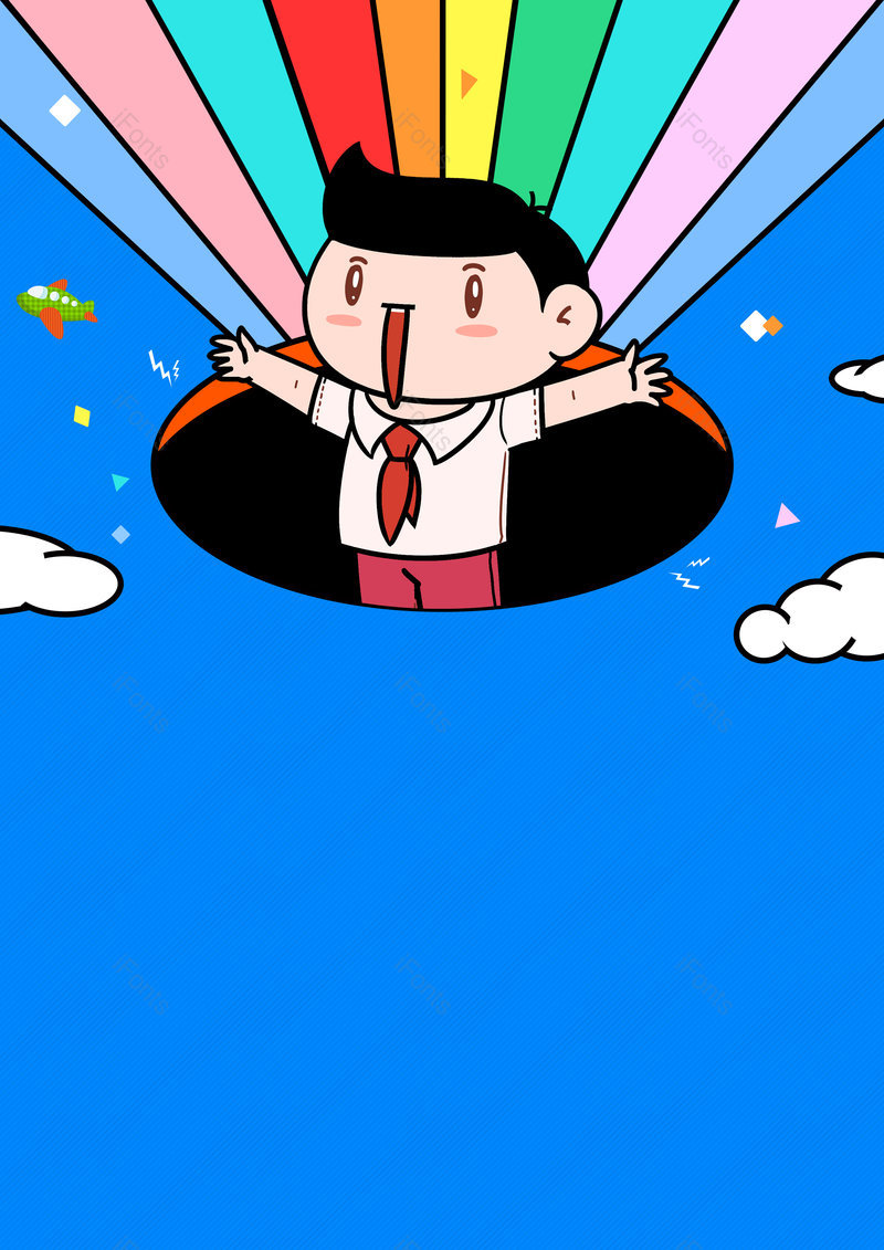 六一儿童节卡通彩虹色几何图形背景,插画/手绘图,插画/手绘图库,插画/手绘图下载,插画/手绘